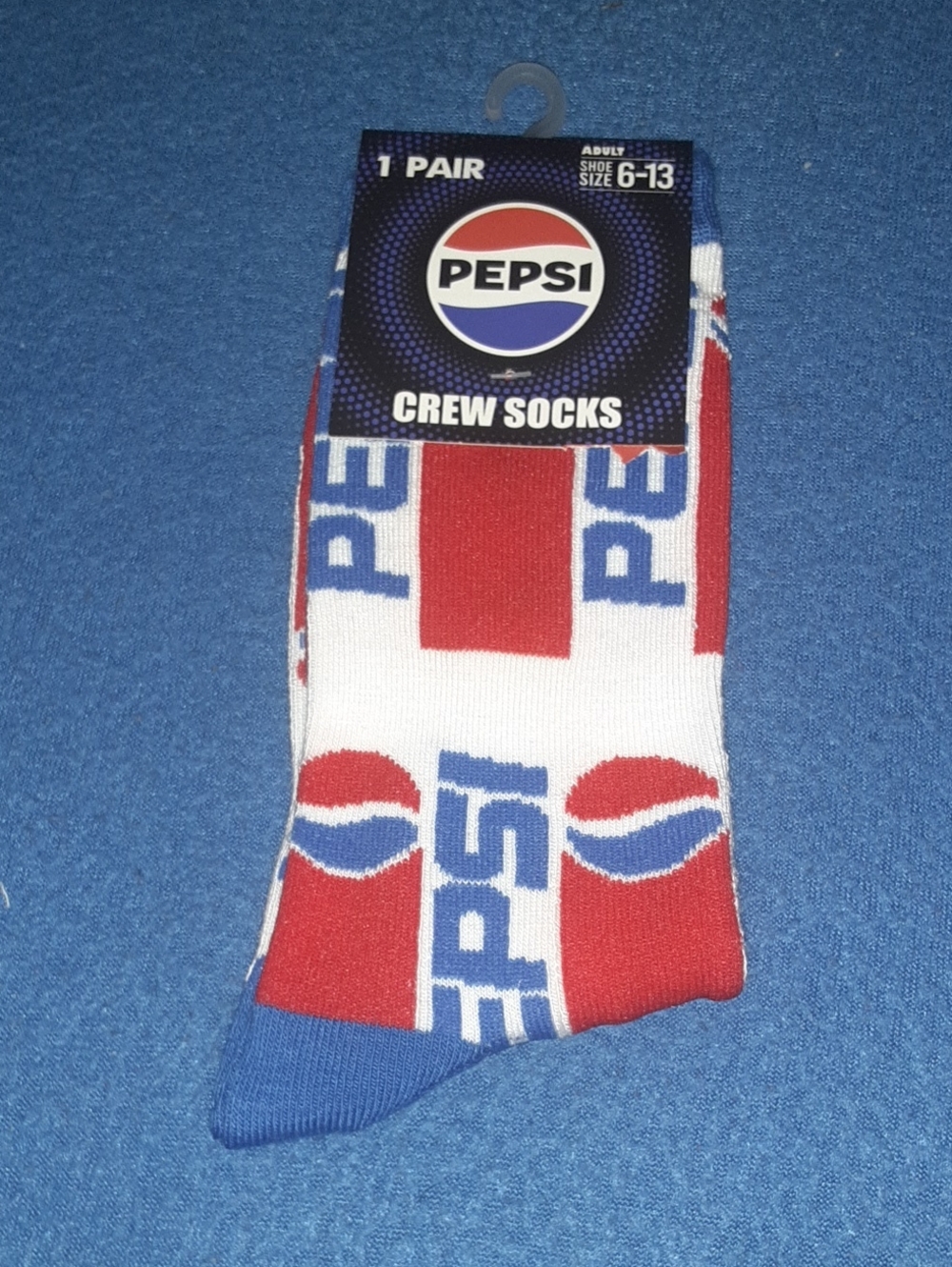 Pepsi Red White and Blue Logo Crew Socks